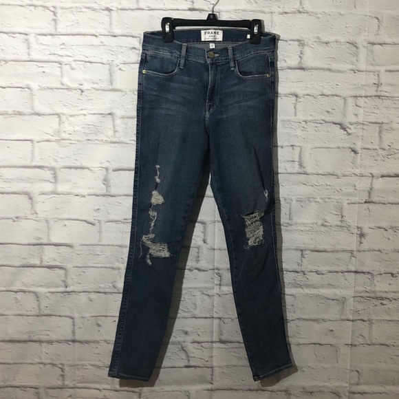 Frame Denim Denim - FRAME Distressed Le High Rise Ankle Skinny Jeans